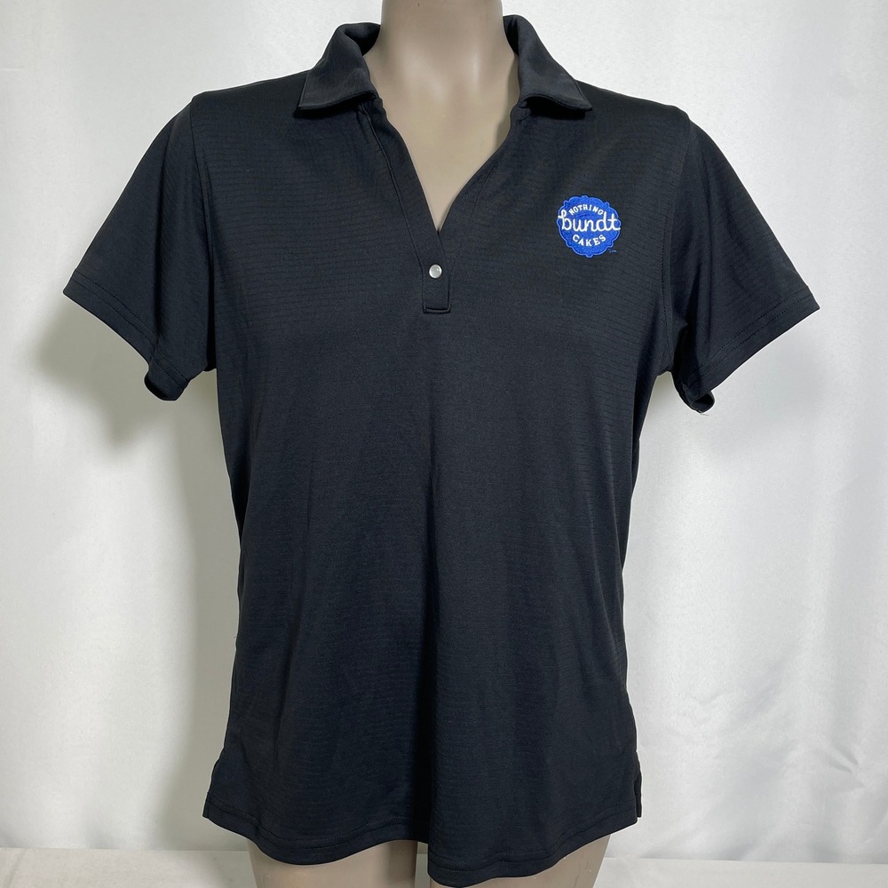Nothing Bundt Cakes Pebble Beach Performance Black Polo Shirt Women's LARGE
